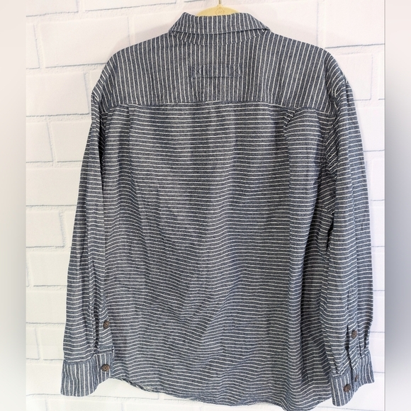 Duluth Trading Co Navy Striped Relaxed Flannel Shirt - Picture 2 of 4